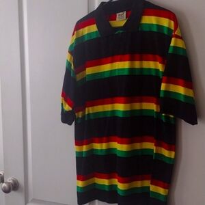 Men's Rasta Polo Shirt Size 2XL